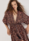 Foil Floral Paisley Satin Maxi Dress, Black, large