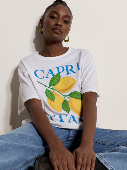Capri Italy Lemon Cotton T-Shirt