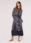 Paisley Mix-Match Midi Dress, Navy, large