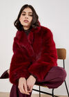 Faux Fur Short Coat, Burgundy, large