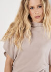 Soft Knit Side Ruched Top, Stone, large