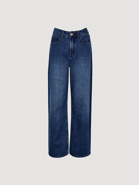 Elisa Wide Straight Leg Jeans, Blue, large