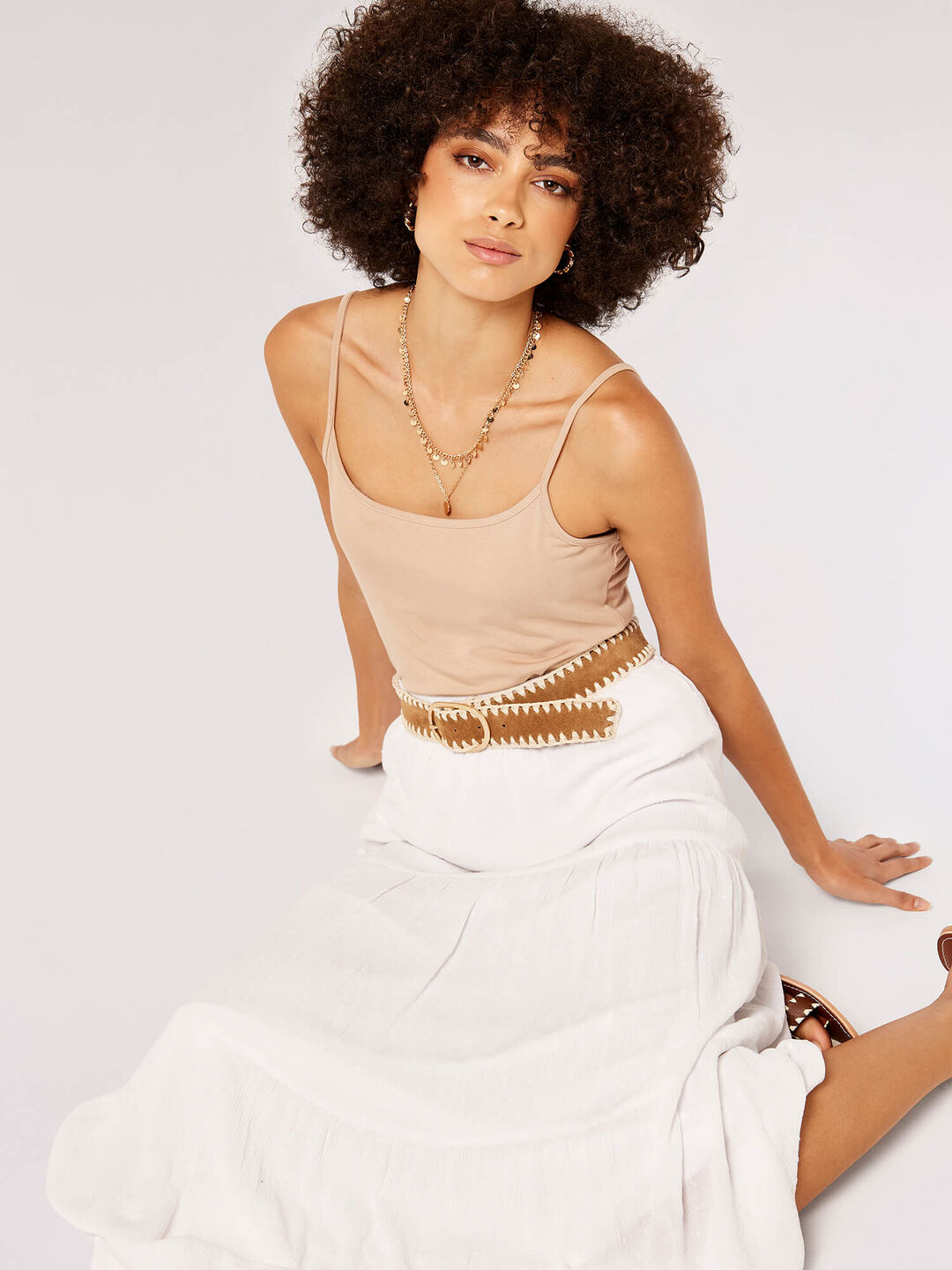 Crinkle Dobby Tiered Skirt