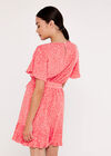 Dot Pleats Details Dress, Coral, large