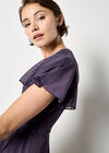 Sparkle Wrap Ruffle Mini Dress, Purple, large