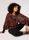 Patchwork Ditsy Floral Top, Black, large