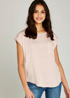Turn Up Sleeve Tee, Pink, large
