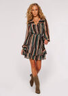 Striped Ruffle Mini Dress, Khaki, large
