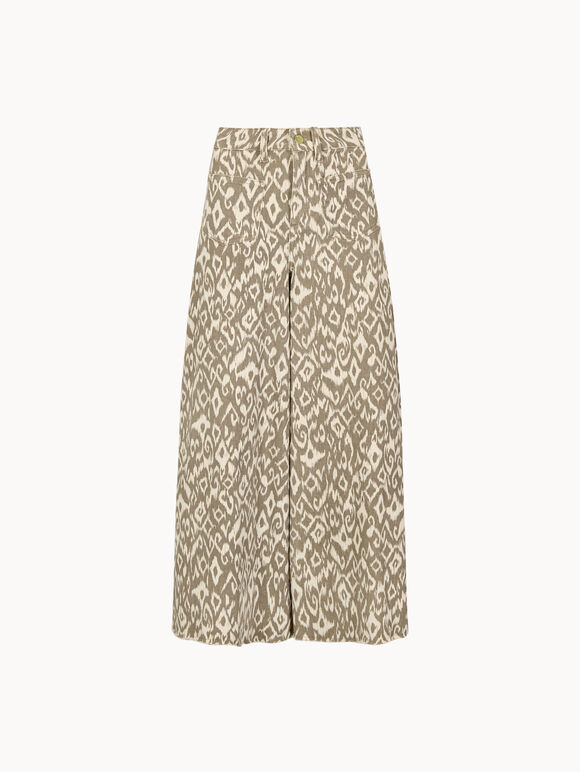 Ikat Gianna Wide-Leg Jeans, Stone, large