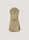 Utility Shirt Mini Dress, Khaki, large