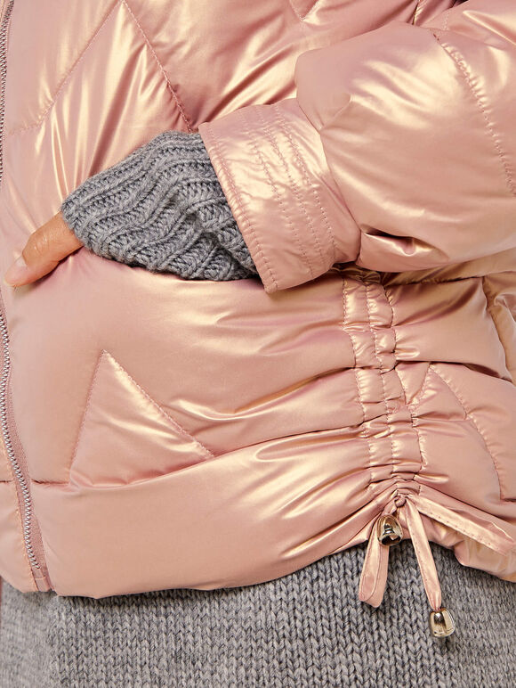 Irridescent Puffer Jacket, Pink, large