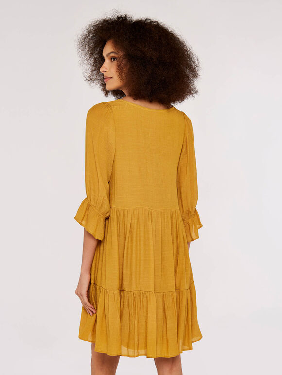 Milkmaid Tiered Dress, Mustard, large
