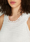 White Crochet Detail Vest Top, White, large