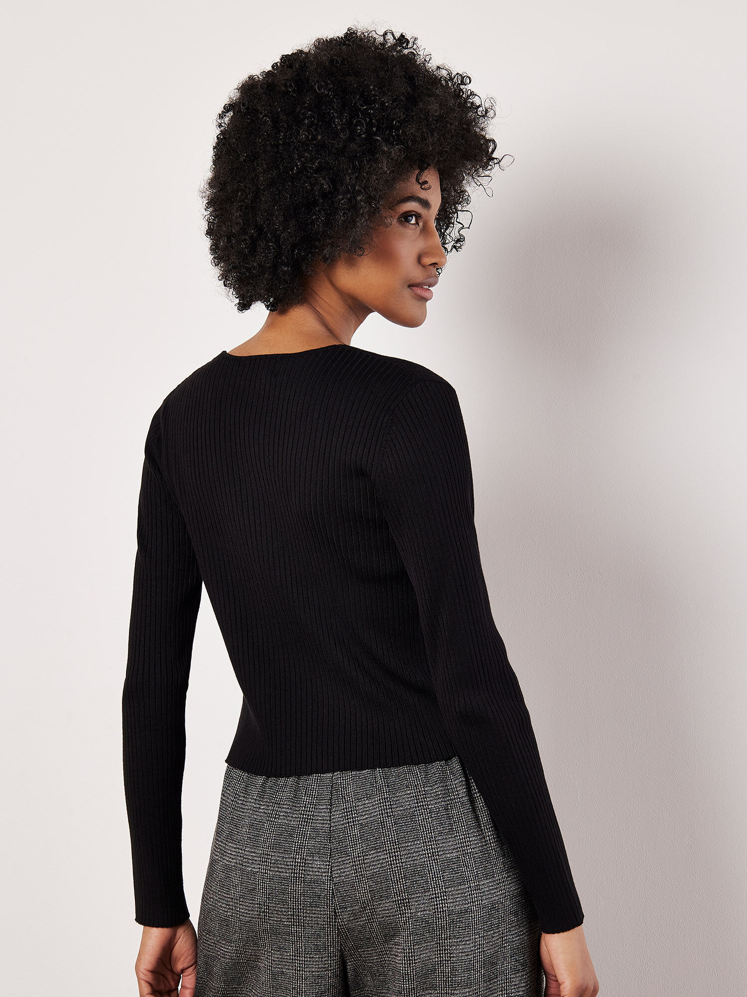 Ribbed Knit Front Clip Cardigan | Apricot Clothing