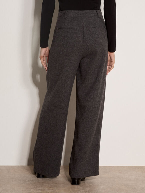 Wide-Leg Woven Tailored Trousers, Dark Grey/Charcoal, large