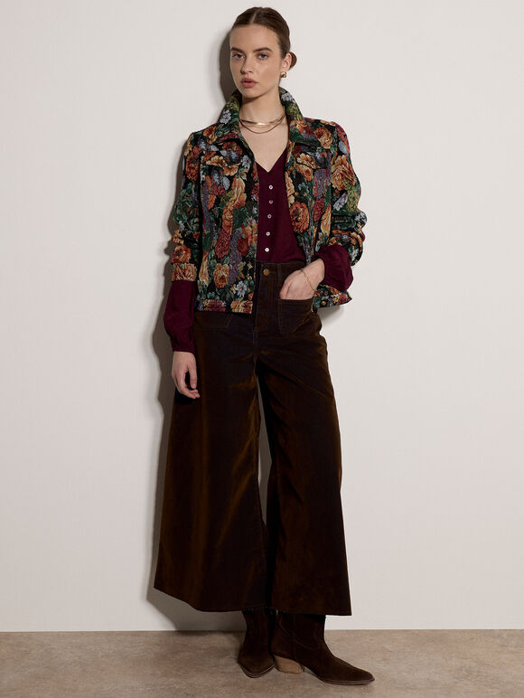 Floral Tapestry Jacket, Black, large