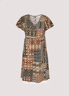 Ikat Tribal Mini Dress, Rust, large