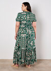 Scarf Print Smocked Maxi Dress, Green, large