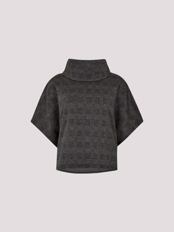 Check Print Batwing Top, Grey, large
