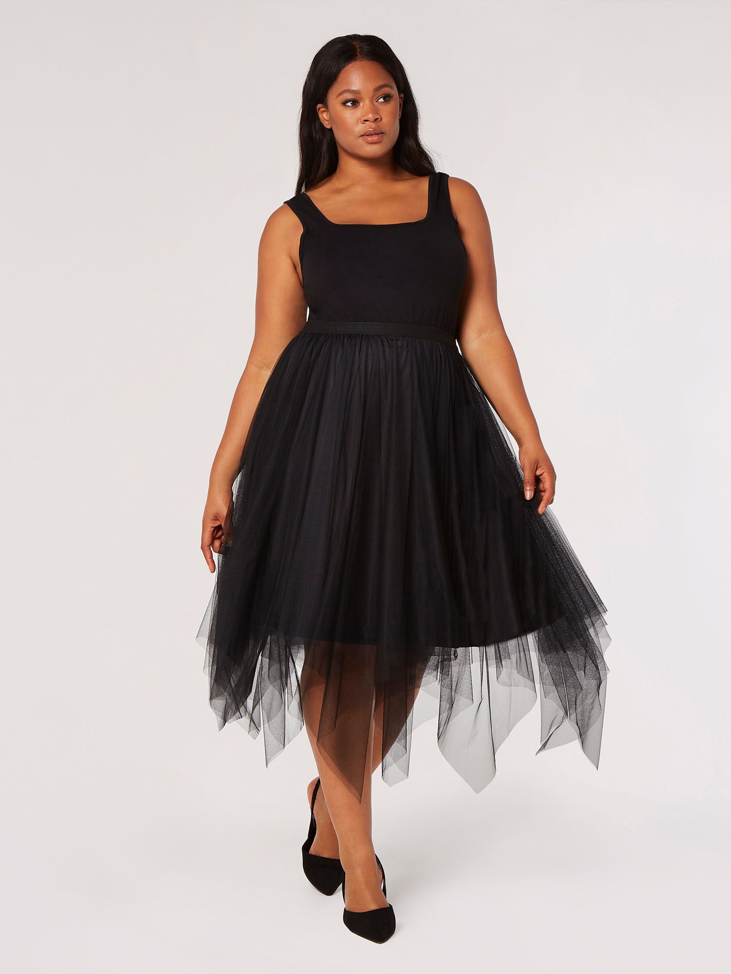 Curve Tulle Midi Tutu Skirt Apricot Clothing