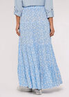 Floral Crepe Tiered Maxi, Blue, large