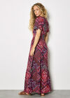Boho Folk Print Maxi Dress, Purple, large