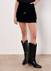 Cotton Crochet Zig Zag Tiered Skort, Black, large