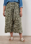 Batik Leaf Culotte Trousers, Khaki, large