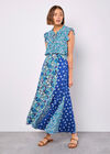 Floral Patchwork Print Midi Skirt, Cream, large