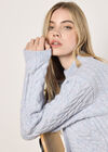 Cable Knit Wrap Jumper, Blue, large