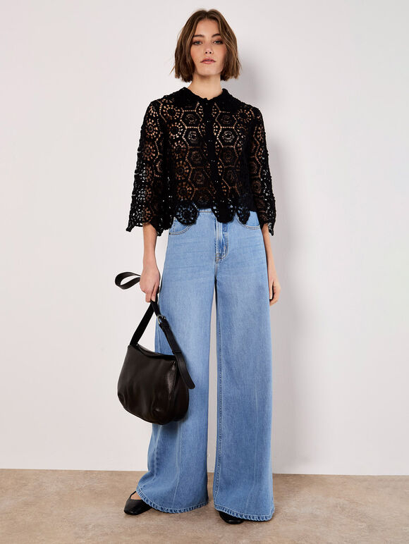 Zana Wide Leg Jeans, Blue, large