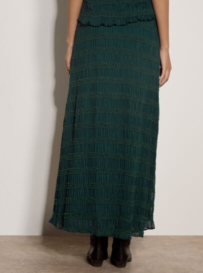 Ruched Chiffon Maxi Skirt
