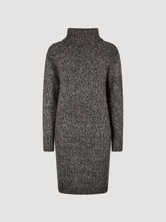 Chunky Knit Jumper Mini Dress, Dark Grey - Charcoal, large