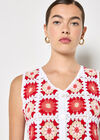 Crochet Squares Vest Top, Red, large