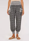 Batik Floral  Woven Smocked Joggers, Black, large