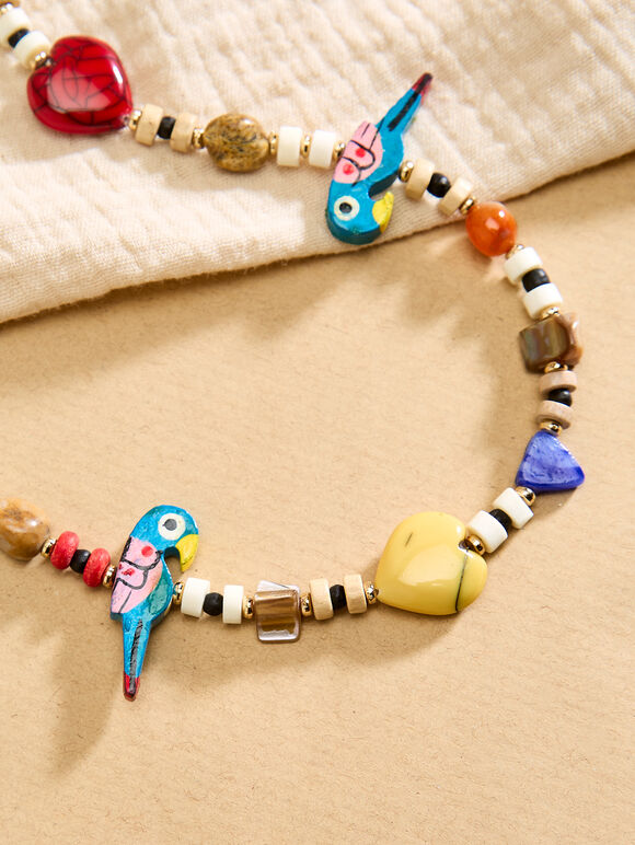Beaded Parrot Cord Necklace, Assorted, large