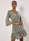 Metallic Dobby Paisley Mini Dress, Khaki, large