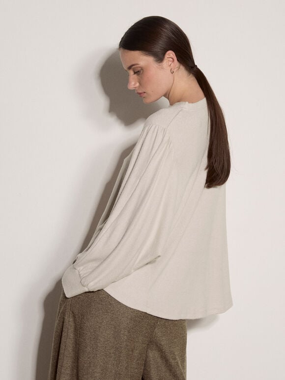 Soft Oversized Batwing Jumper, Stone, large