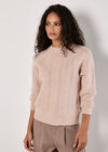 Chevron Pointelle Shimmer Jumper, Pink, large