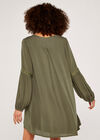 Lace Detail Smock Dress, Khaki, large
