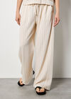 Pinstripe Linen Blend Wide-Leg Trousers, Stone, large