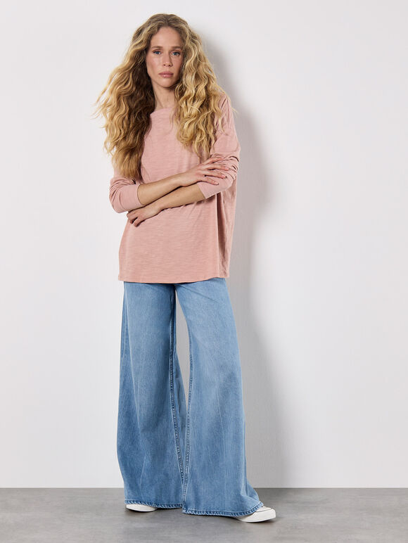 Pure Cotton Oversized Top, Pink, large