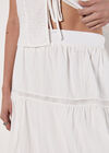 Crochet Lace Tiered Midi Skirt, White, large