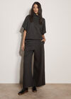 Herringbone Wide-Leg Trousers, Dark Grey/Charcoal, large