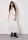 Crochet Lace Tiered Midi Skirt, White, large