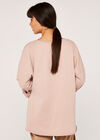 Curved High Low Roll Neck Sweater, Pink, large