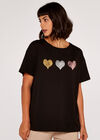 Iridescent Hearts Tshirt, Black, large