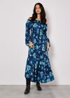 Floral Bardot Maxi Dress, Navy, large