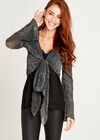 Plisse Long Sleeve Shrug, Black, large