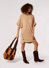 Soft Touch Batwing Mini Dress , Stone, large
